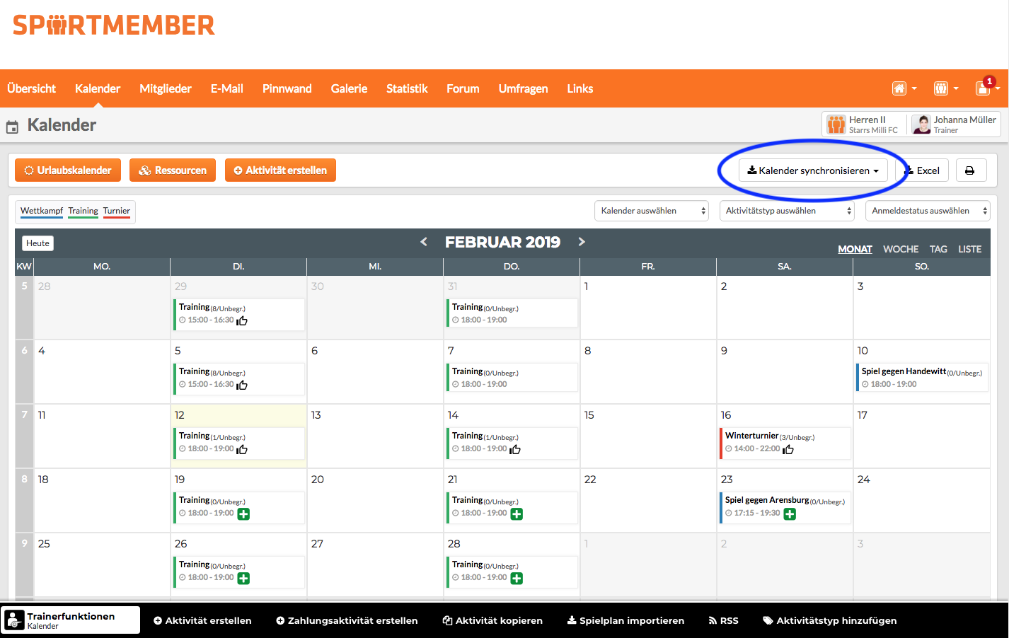 Kalender synchronisieren SportMember Kalender synchronisieren SportMember