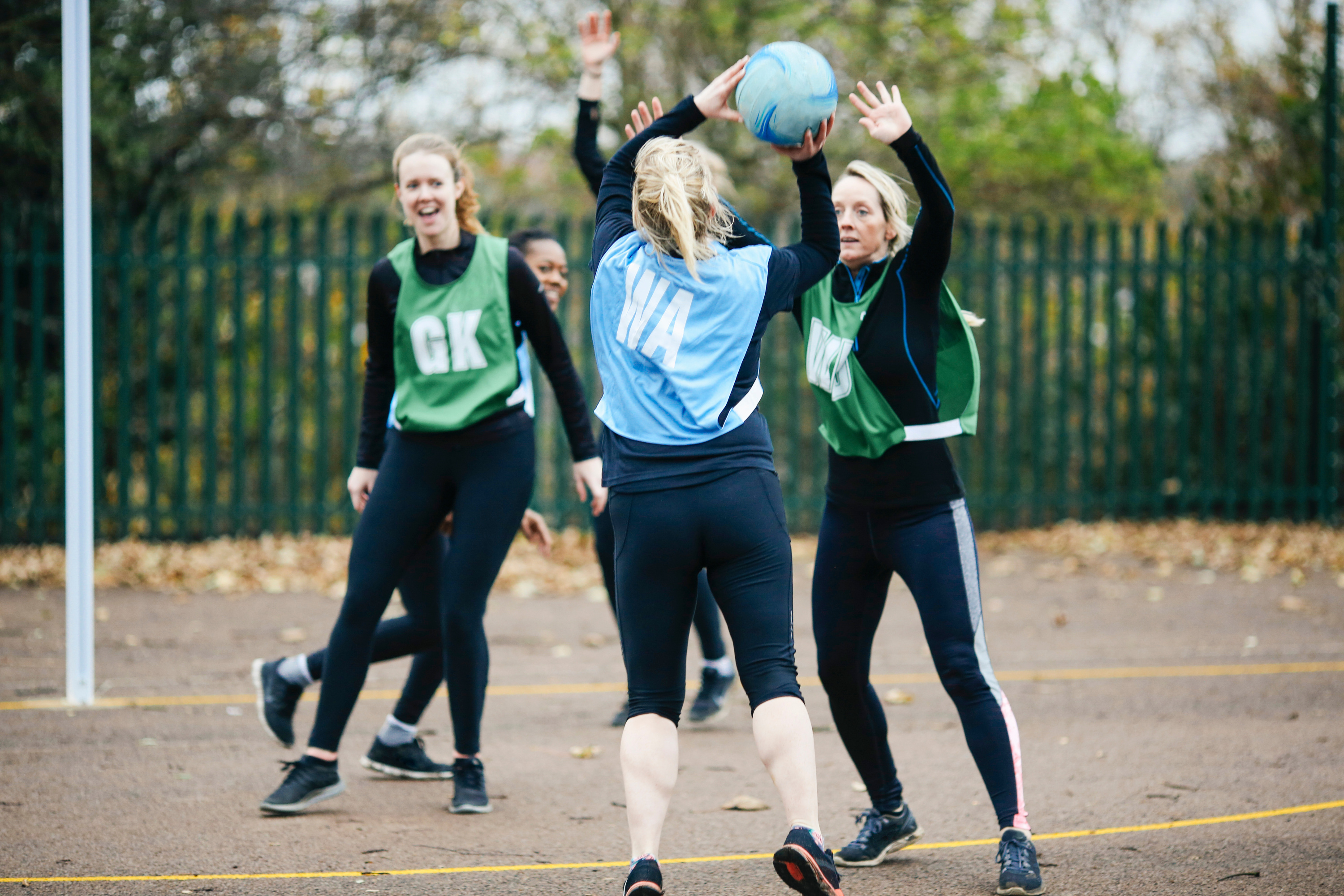 Netball players in action